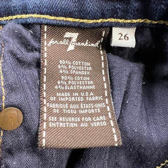 7 For All Mankind Cropped Skinny Jean Dark Wash Low Rise Size 27 - Picture 7 of 13
